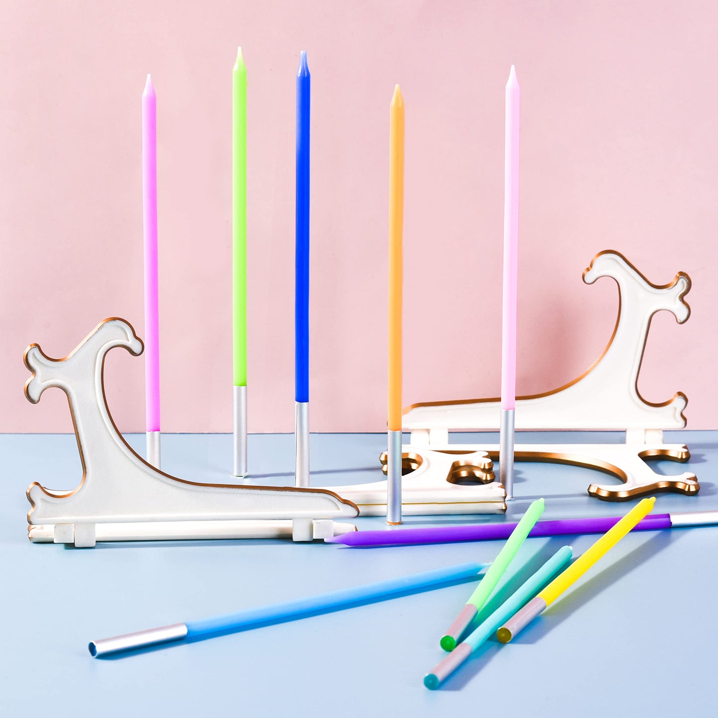 PHD CAKE Gold Long Thin Metallic Birthday Candles