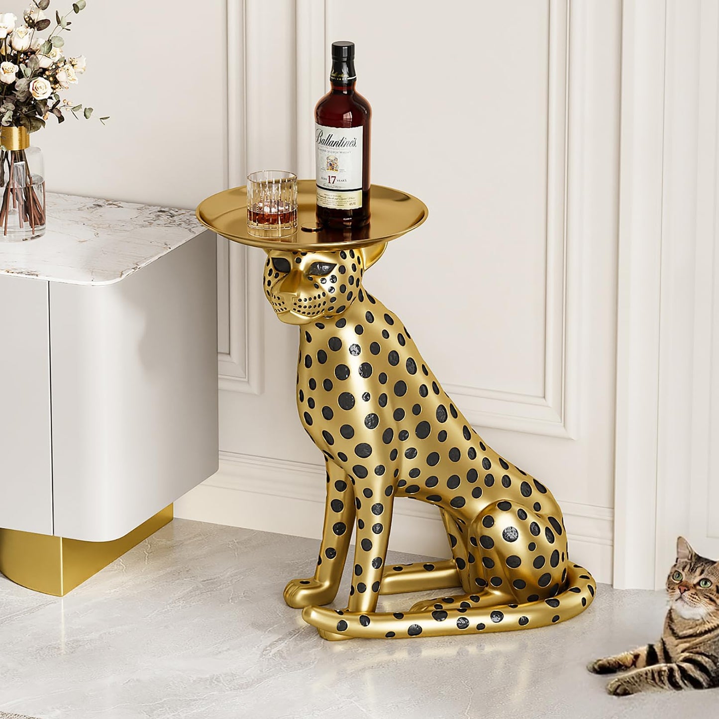 Homary Gold Leopard Side Table