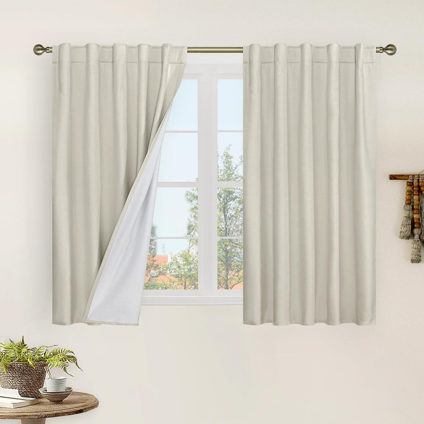 LAMIT Linen Blackout Curtains 60x84" Taupe, 2 Panels