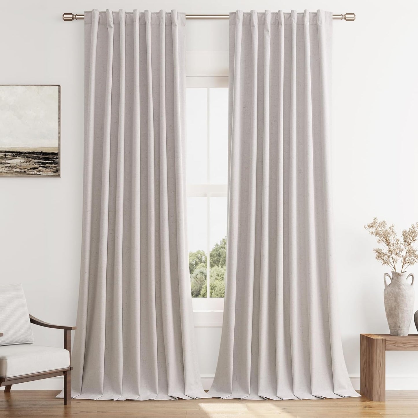 Cream Linen Blackout Curtains – 2 Panels