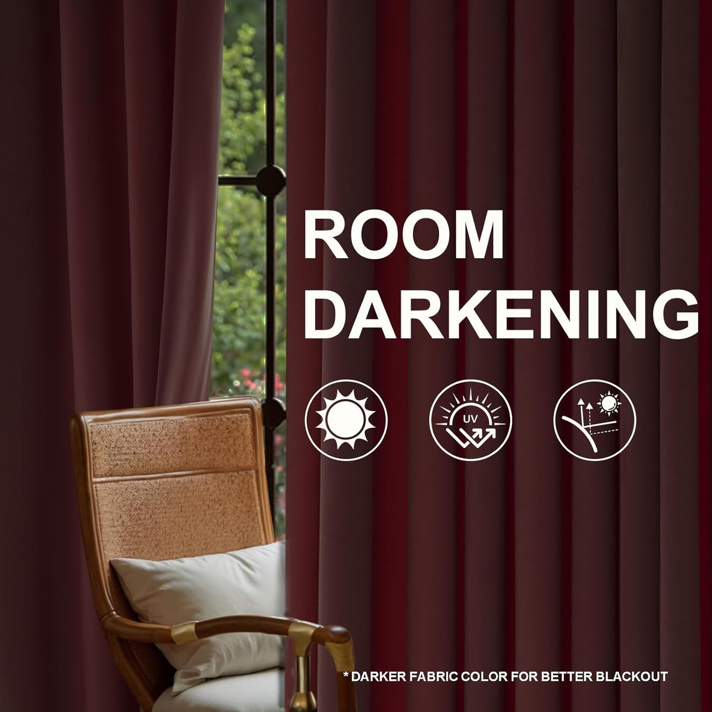 Cream Velvet Blackout Curtains 108", Set of 2