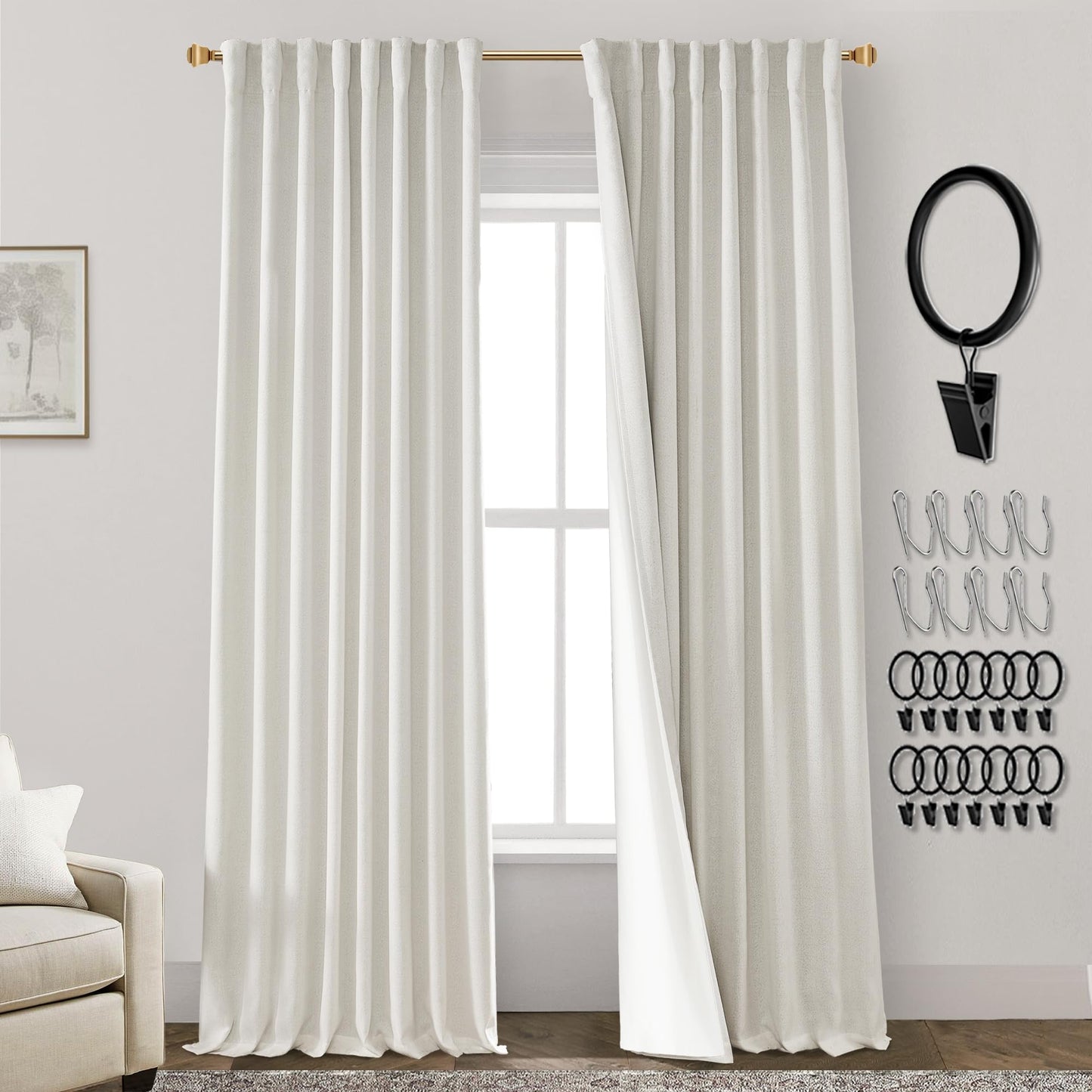 Boho Blackout Curtains Cream 70x90, 2 Panels