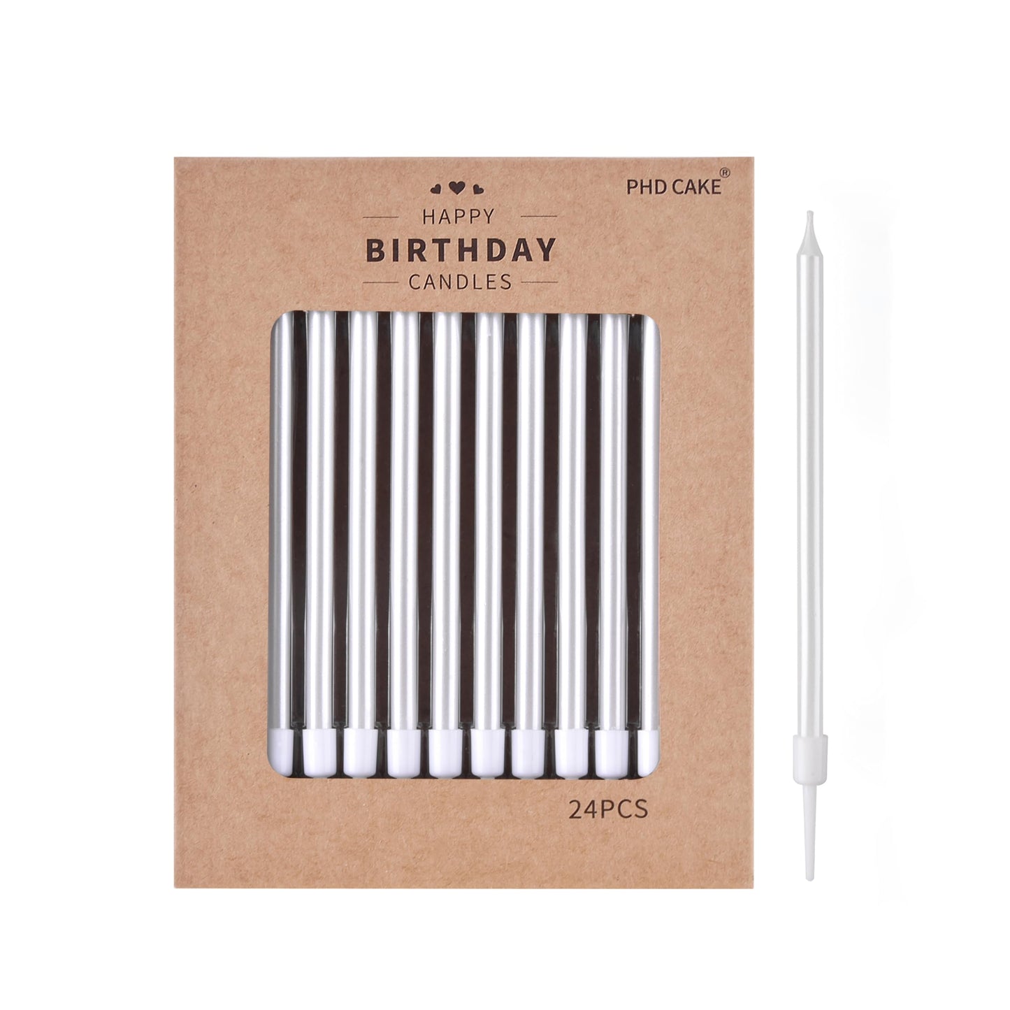 PHD CAKE Gold Long Thin Metallic Birthday Candles