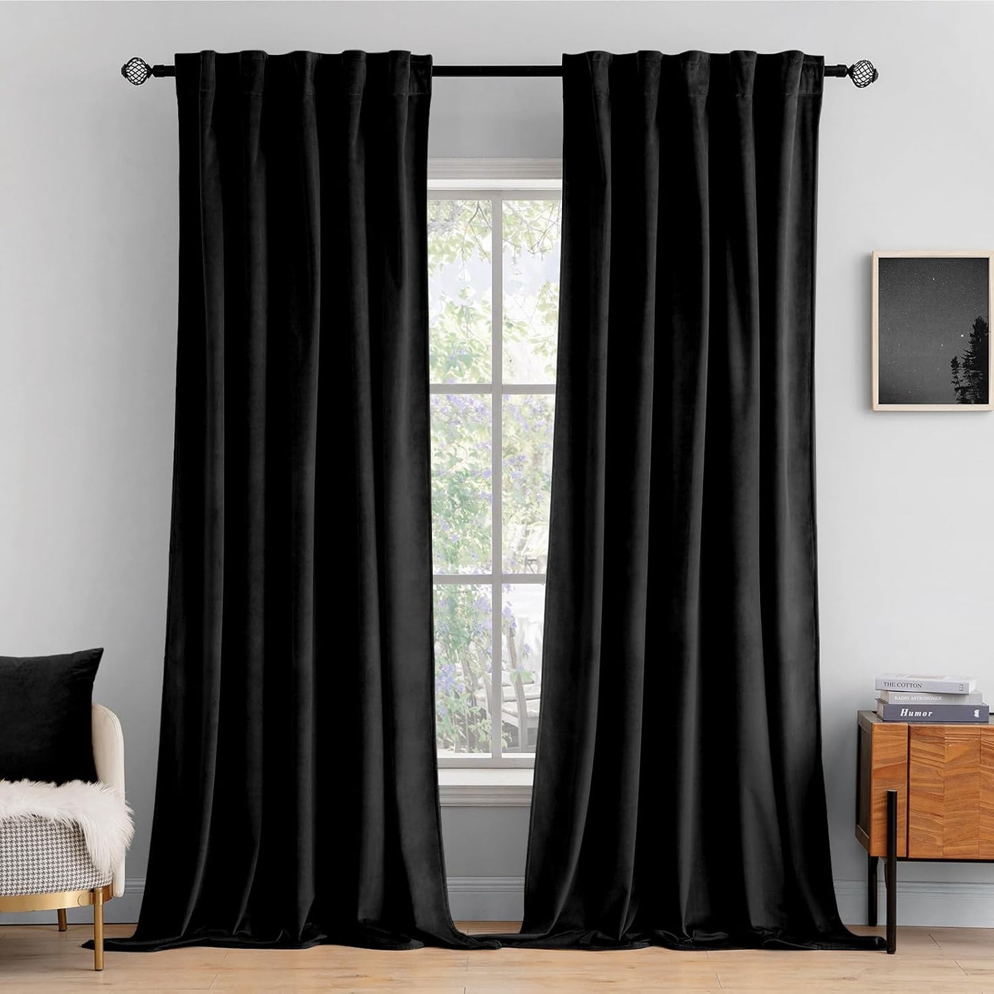 MIULEE Velvet Curtains 108 inches Long 2 Panels