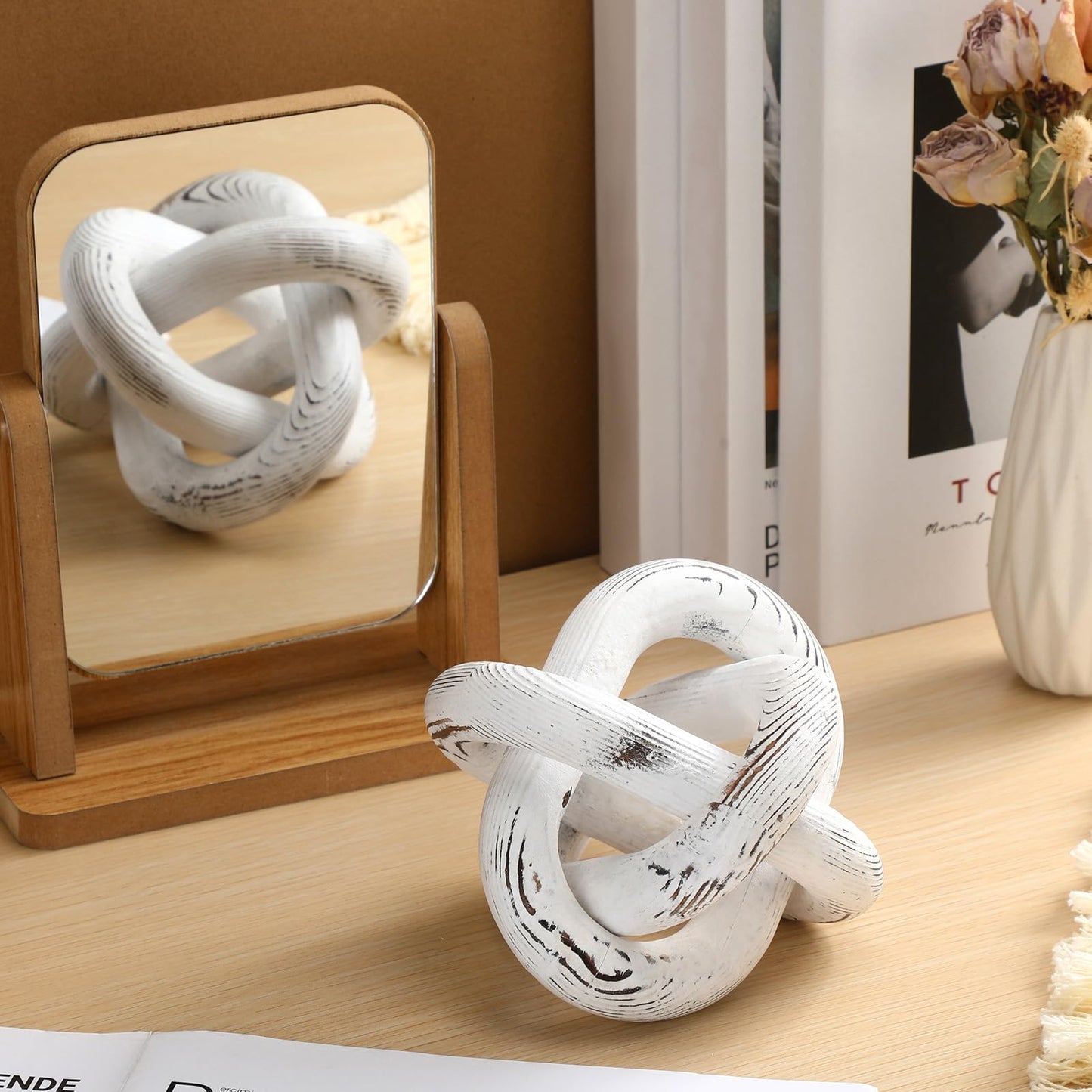 Yalikop Wood Knot Decor, White