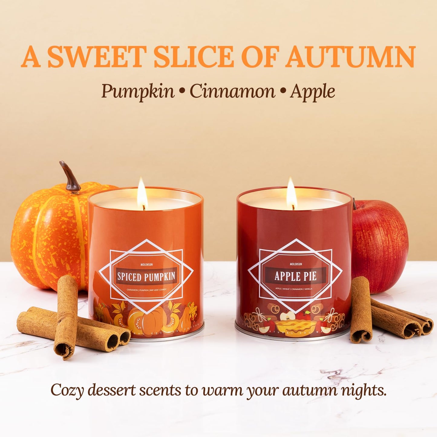 Fall Candles – 36oz (4×9oz) Soy Candles