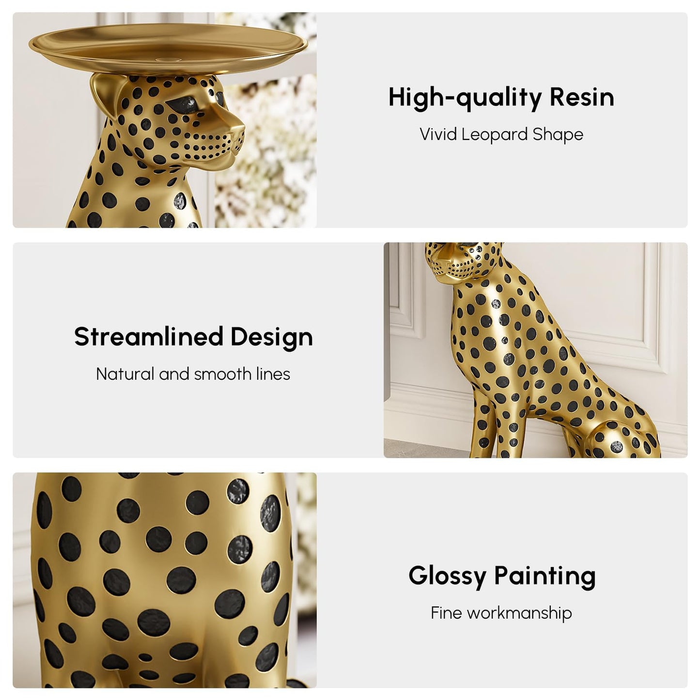 Homary Gold Leopard Side Table