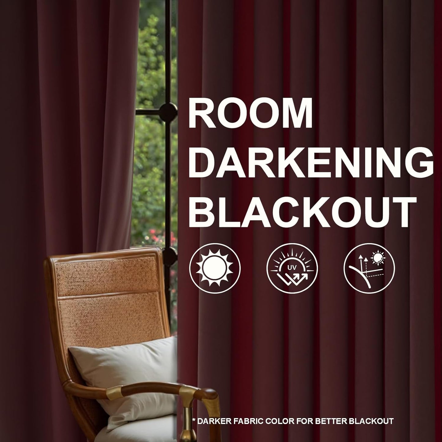 Cream Velvet Blackout Curtains 108", Set of 2
