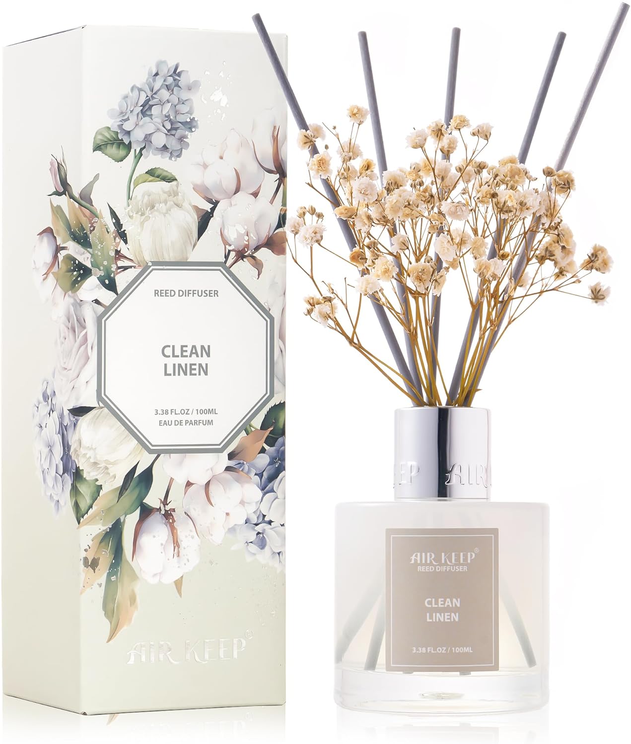 Airkeep Reed Diffuser Set 100ml, Clean Linen