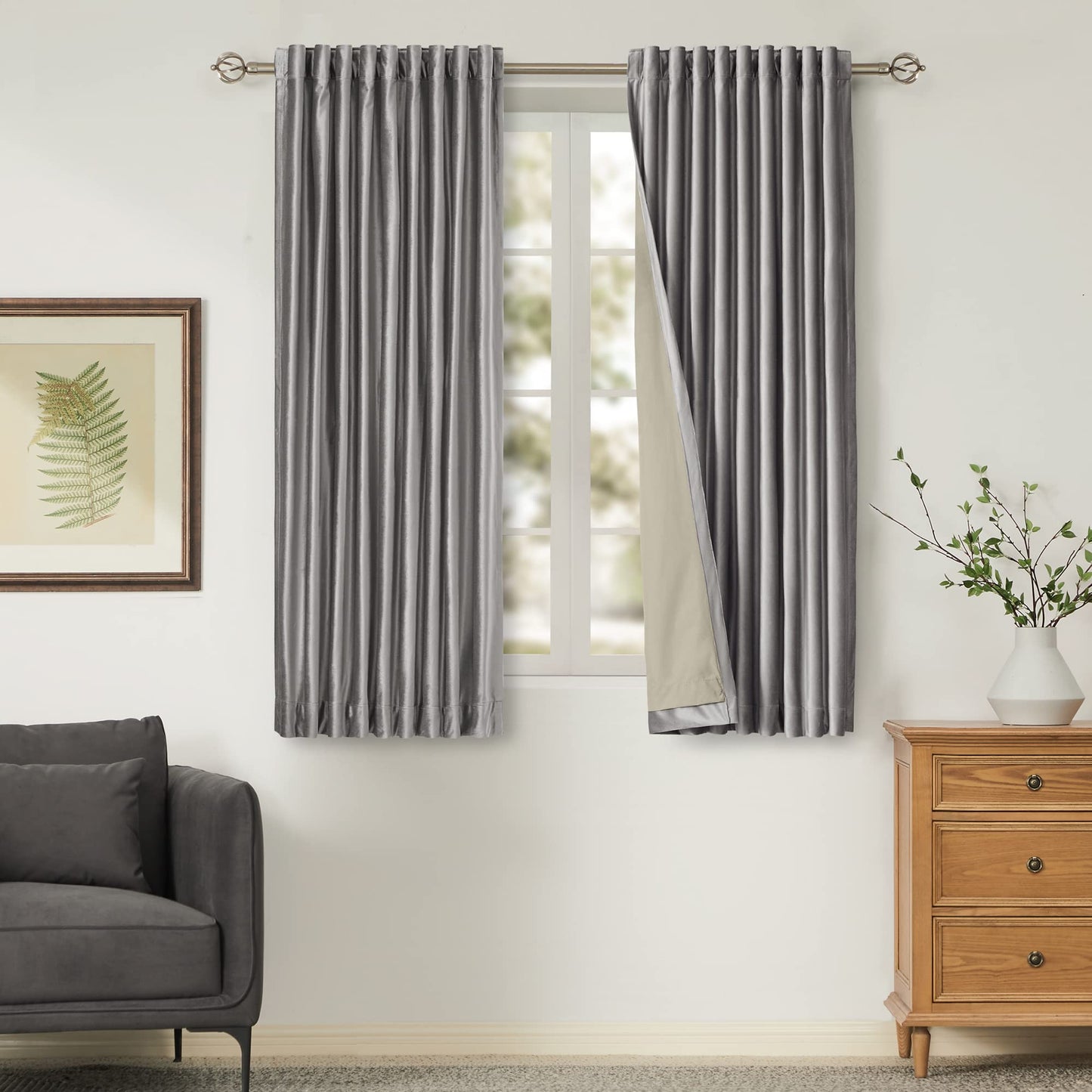 100% Blackout Ivory Off White Velvet Curtains