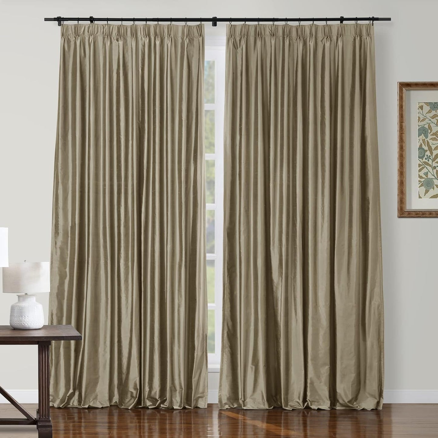 Silk Pinch Pleat Curtain – Sand, 52"x90"