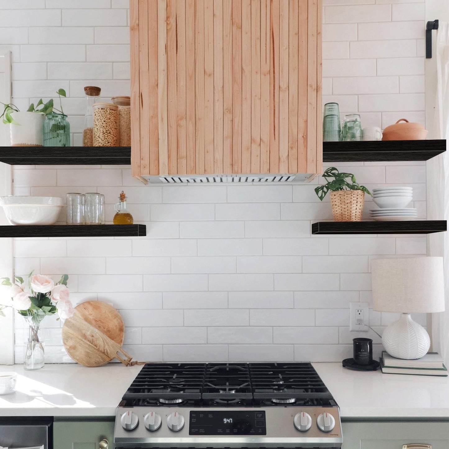 QEEIG Floating Shelves, 3pcs, Rustic Brown