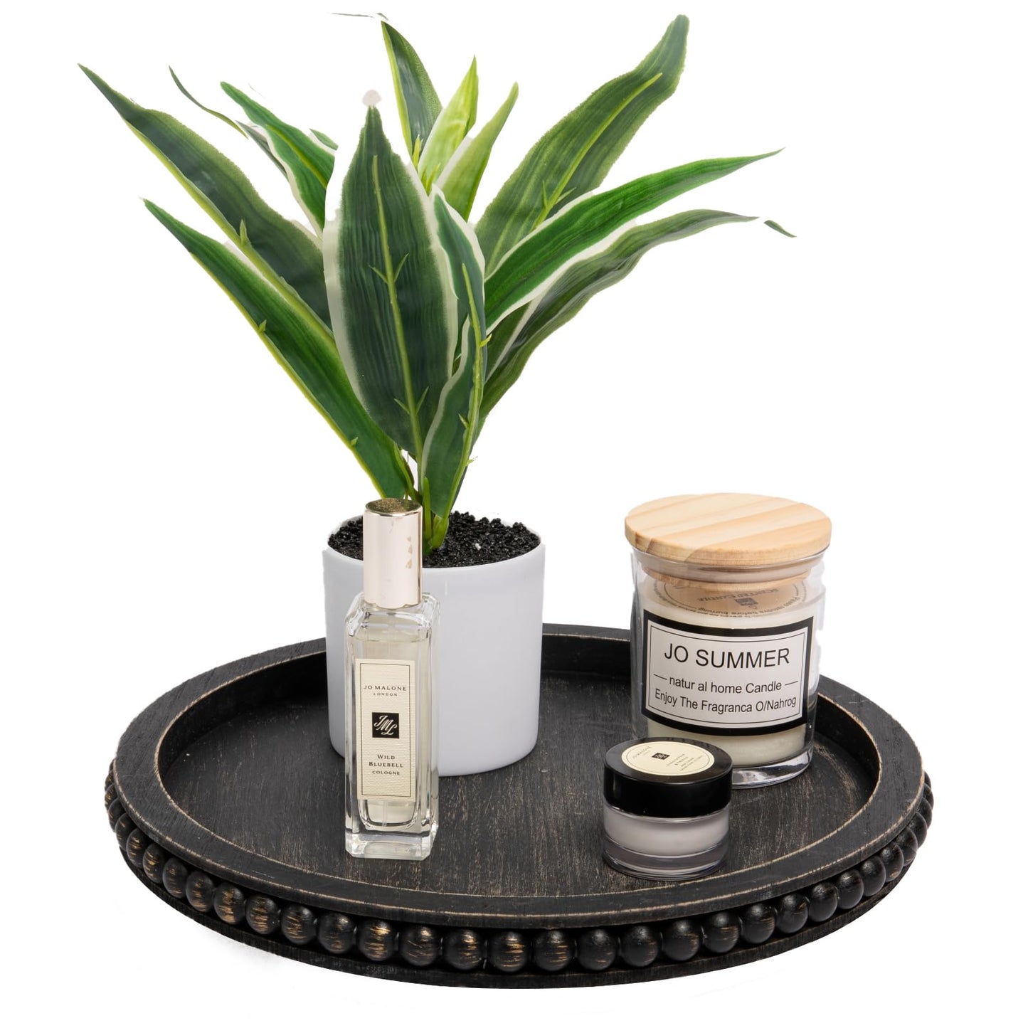 HPC Decor Round White Wood Tray, 12"