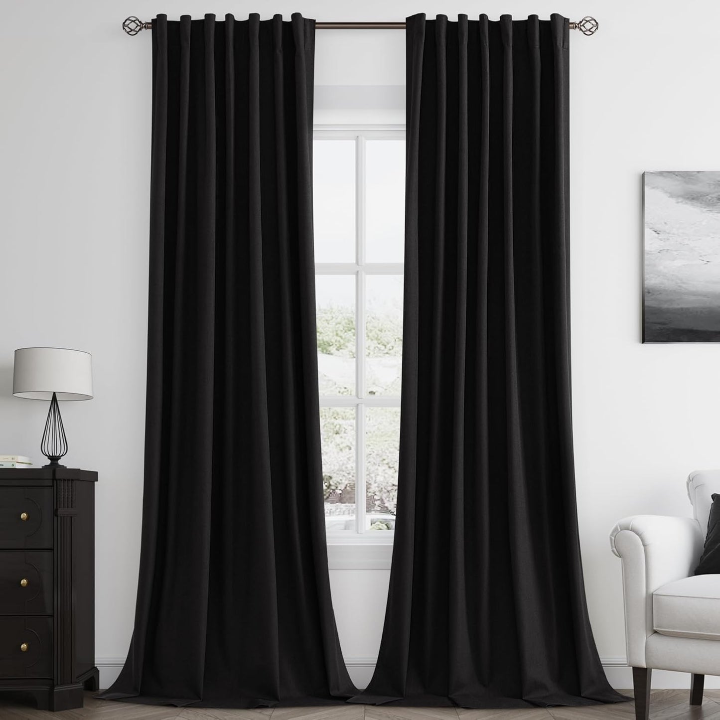 Cream Linen Blackout Curtains – 2 Panels