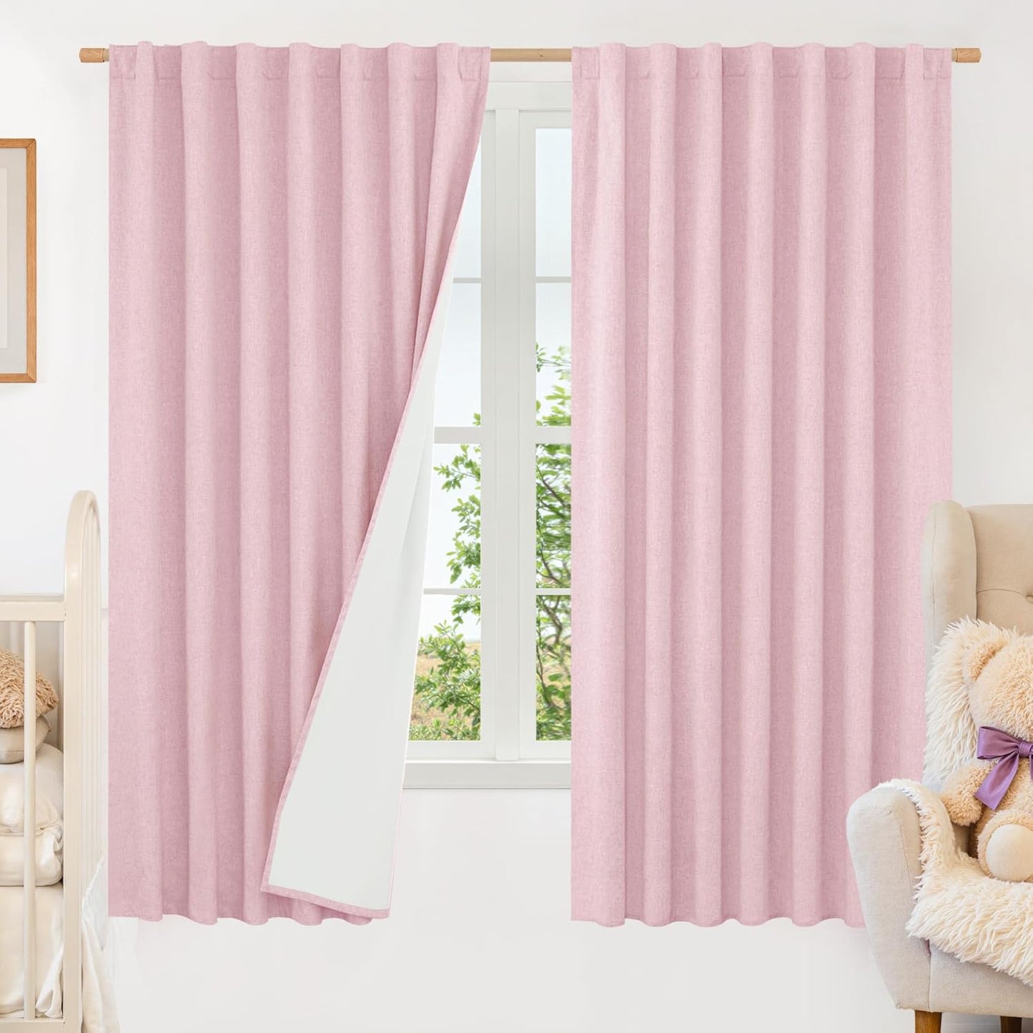 LAMIT Linen Blackout Curtains 60x84" Taupe, 2 Panels