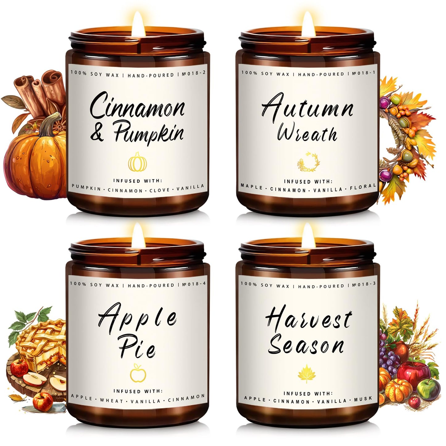 Auelife 4-Pack Fall Scented Candles