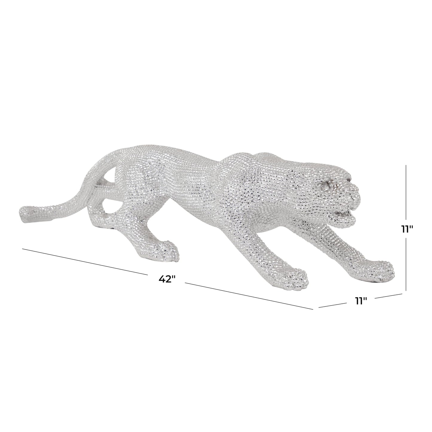 Deco 79 Leopard Statue 42" Silver
