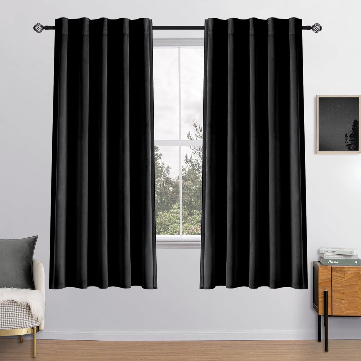 MIULEE Velvet Curtains 108 inches Long 2 Panels