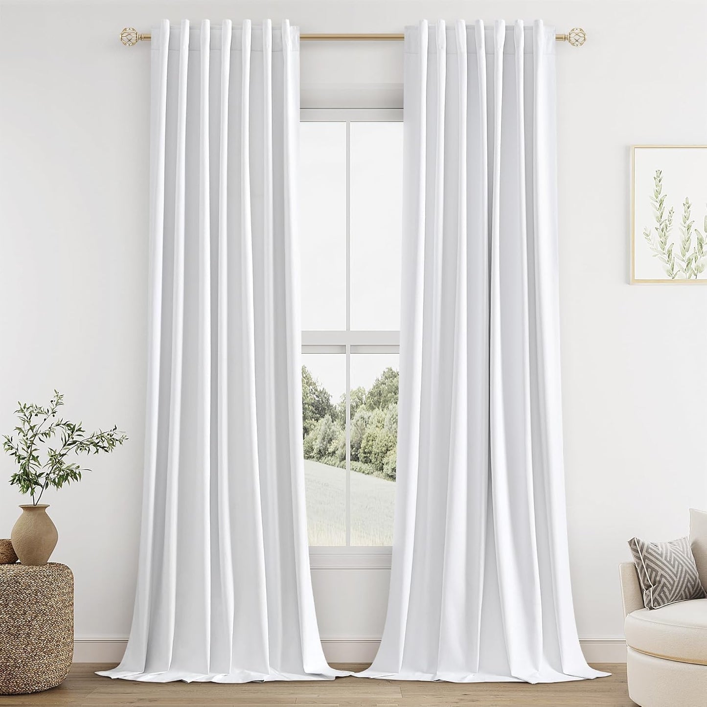 Cream Linen Blackout Curtains – 2 Panels