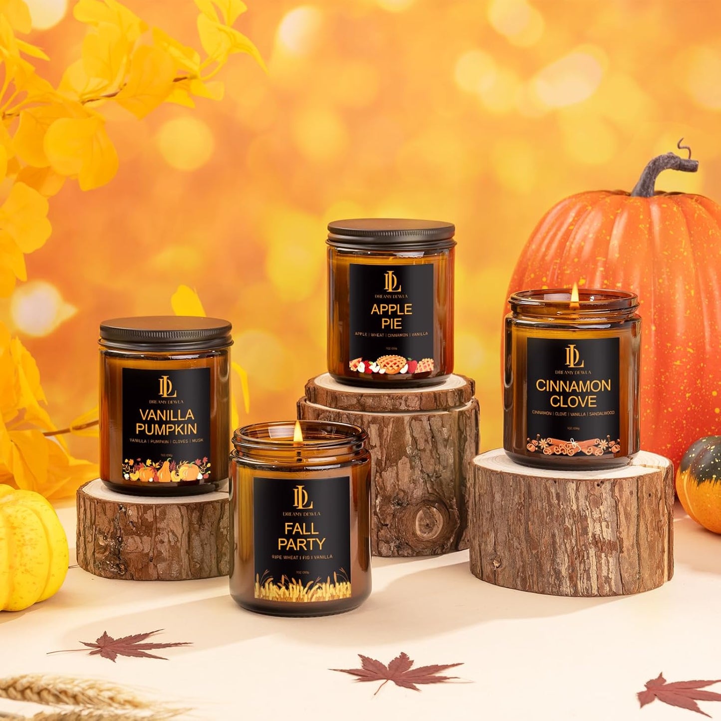 4-Pack Fall Scented Soy Candles