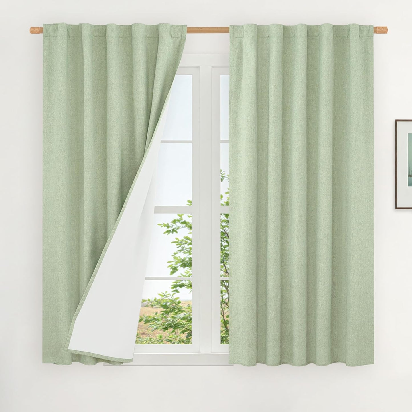 LAMIT Linen Blackout Curtains 60x84" Taupe, 2 Panels