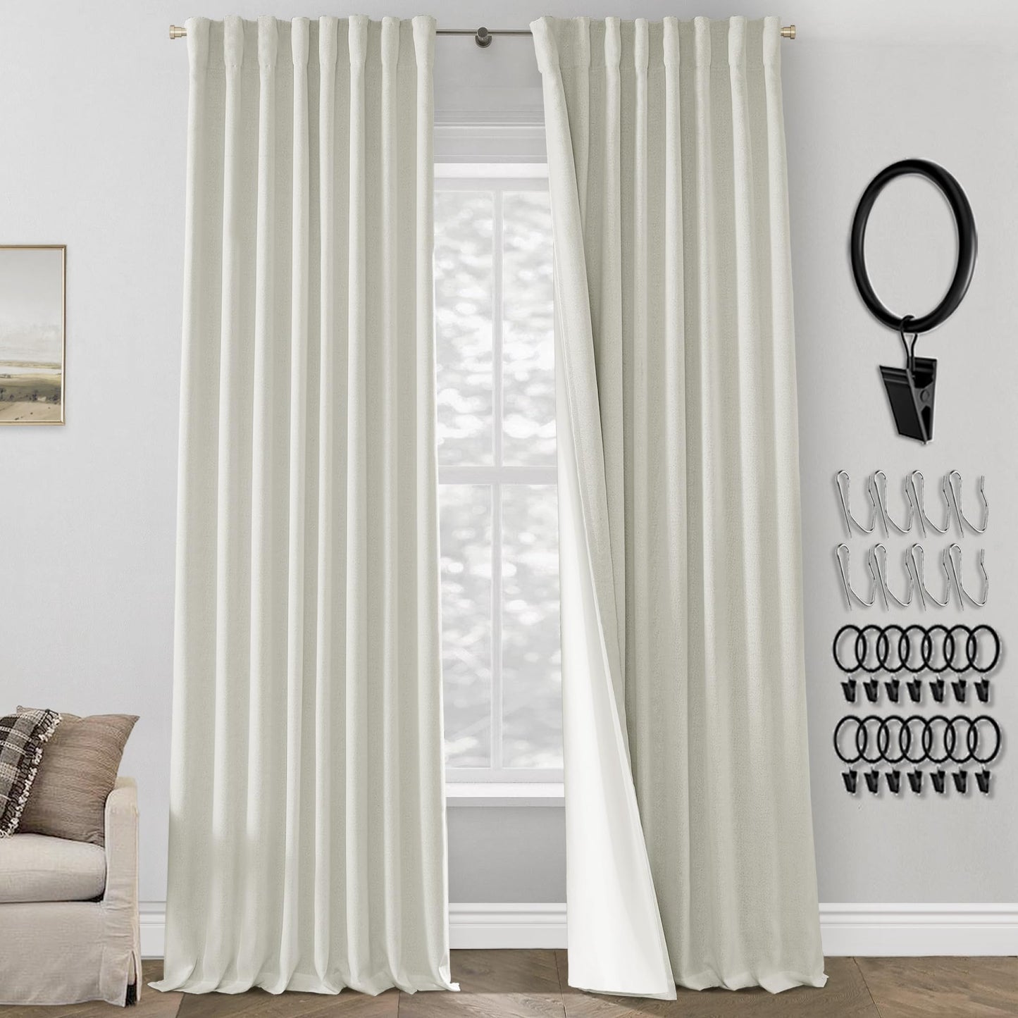 Boho Blackout Curtains Cream 70x90, 2 Panels