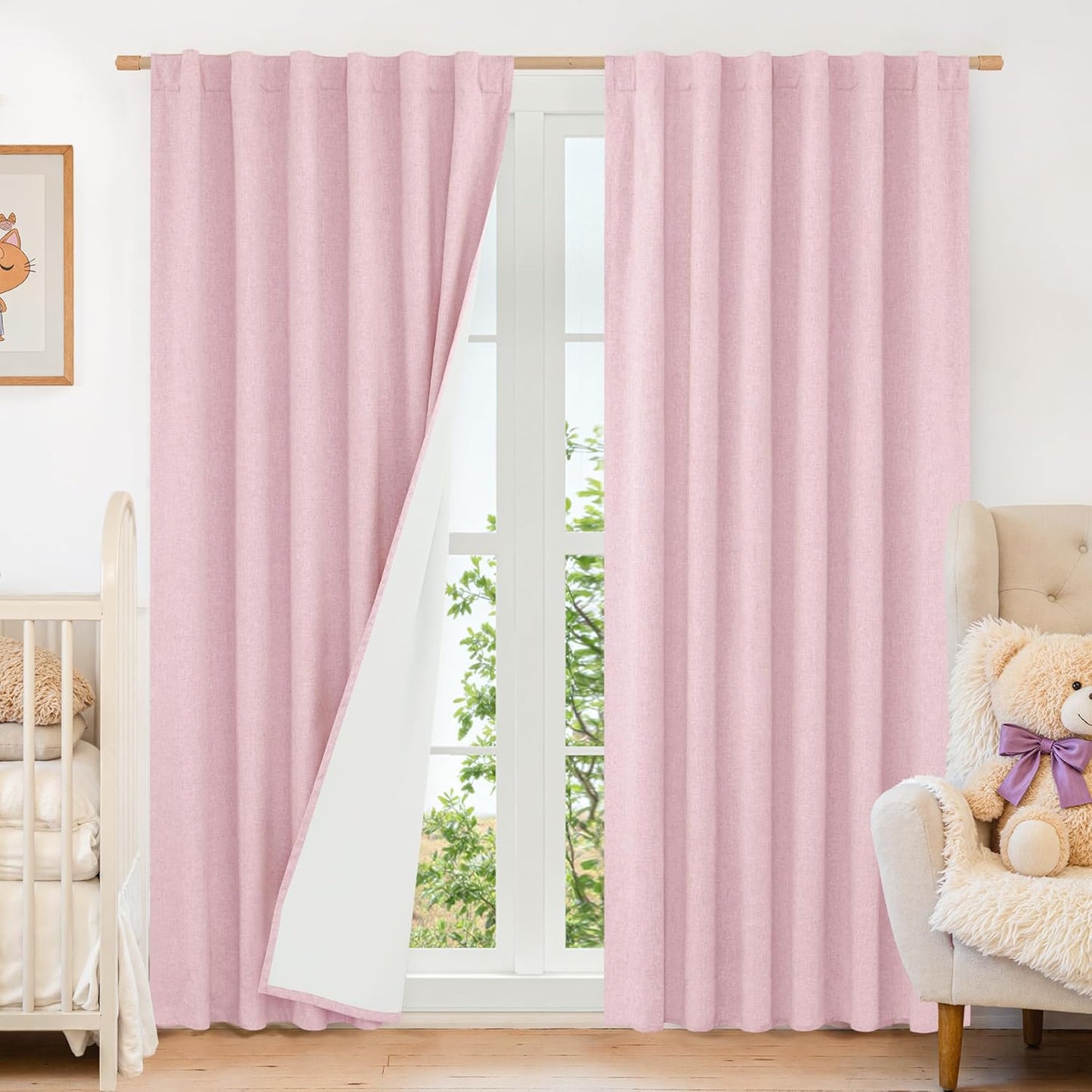 LAMIT Linen Blackout Curtains 60x84" Taupe, 2 Panels