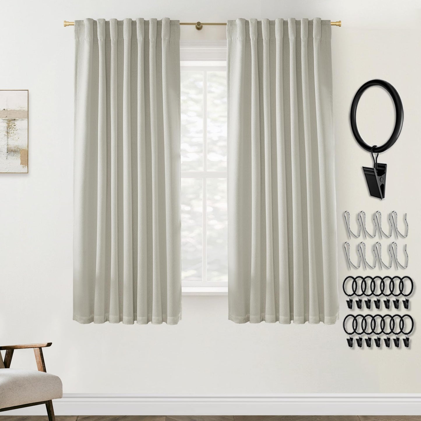 Boho Blackout Curtains Cream 70x90, 2 Panels