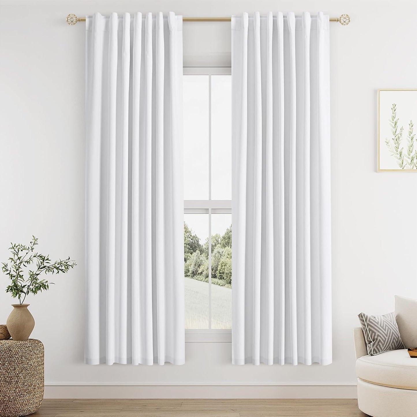 Cream Linen Blackout Curtains – 2 Panels