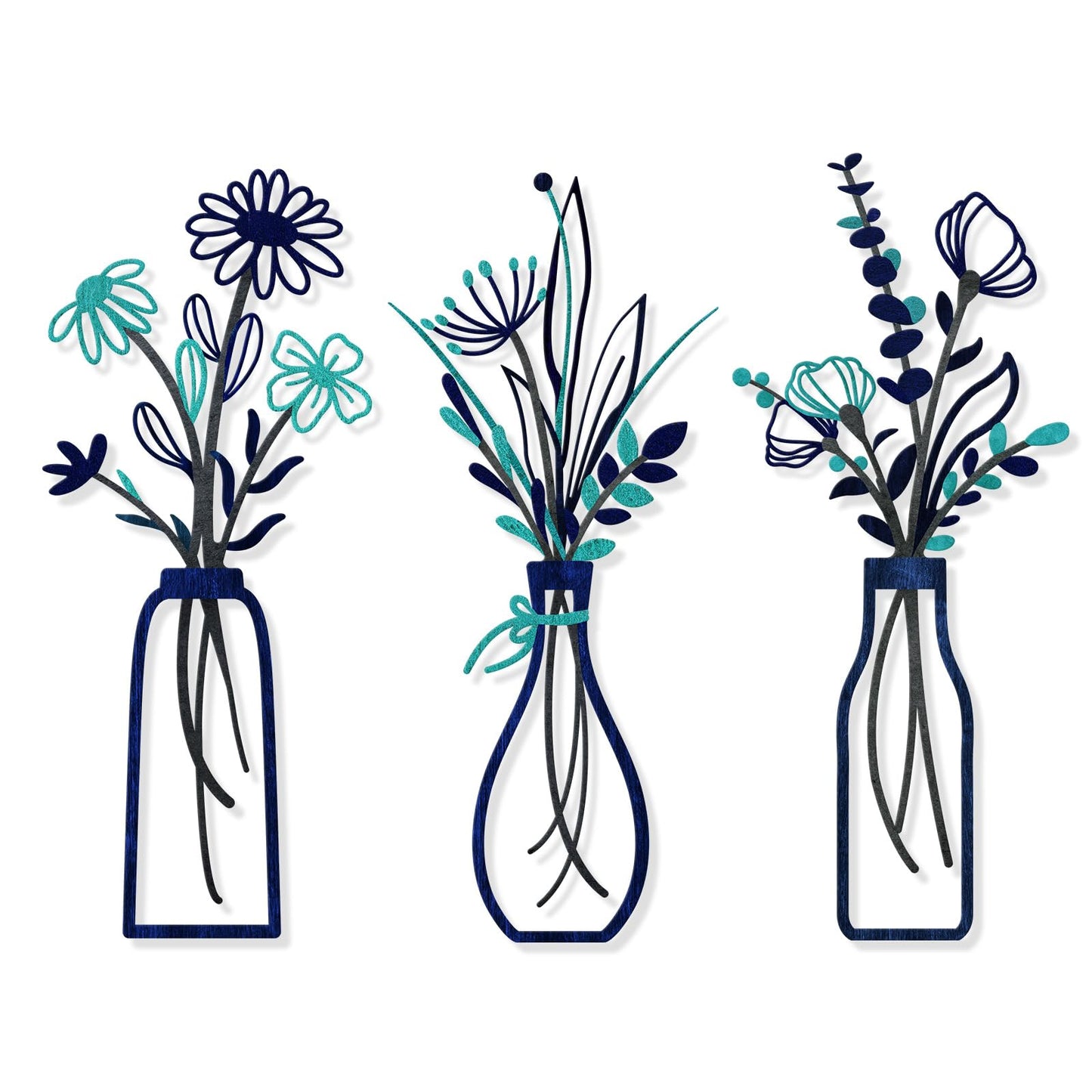 Pigort Metal Flower Wall Art, Beige, 3pcs