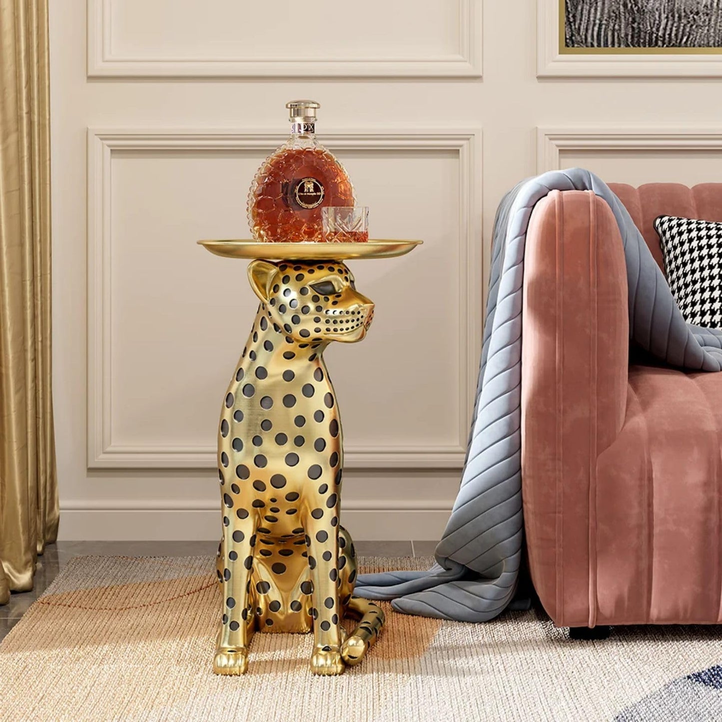 LOVEDIMA Gold Panther Statue 24.2"