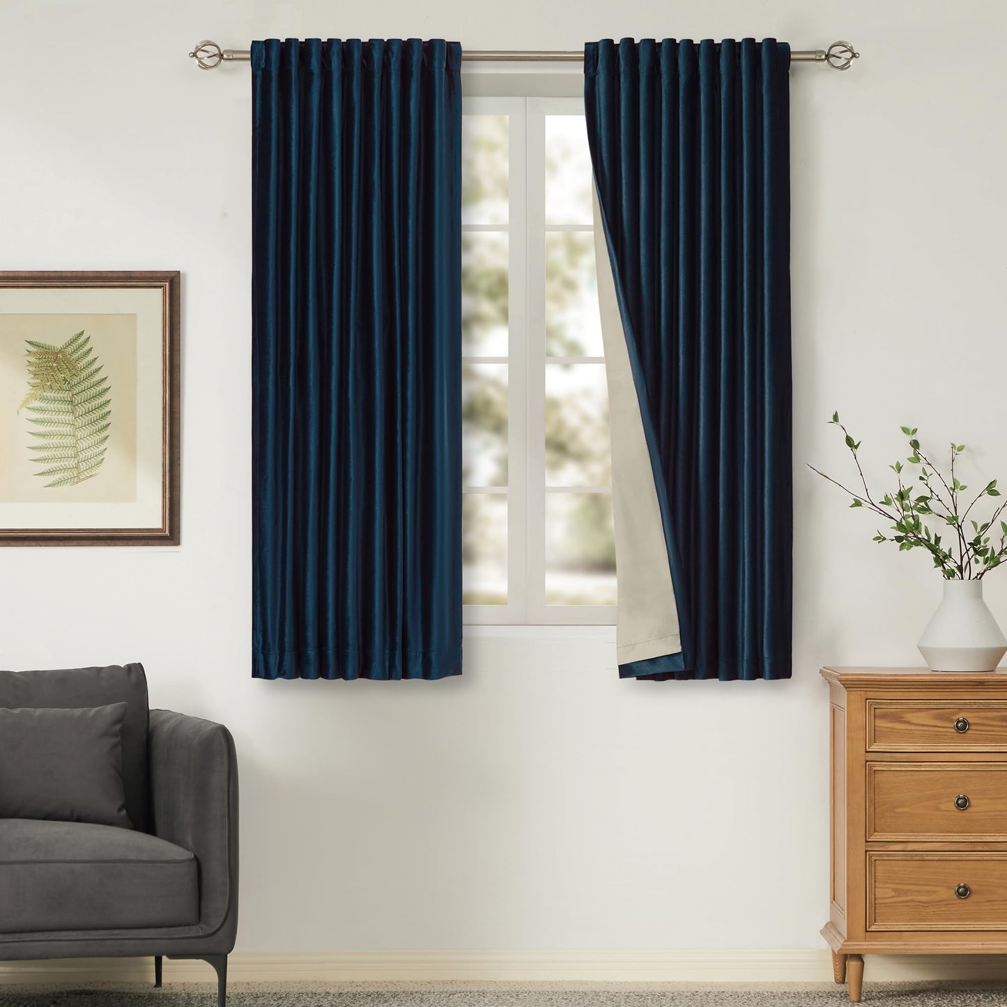 100% Blackout Ivory Off White Velvet Curtains