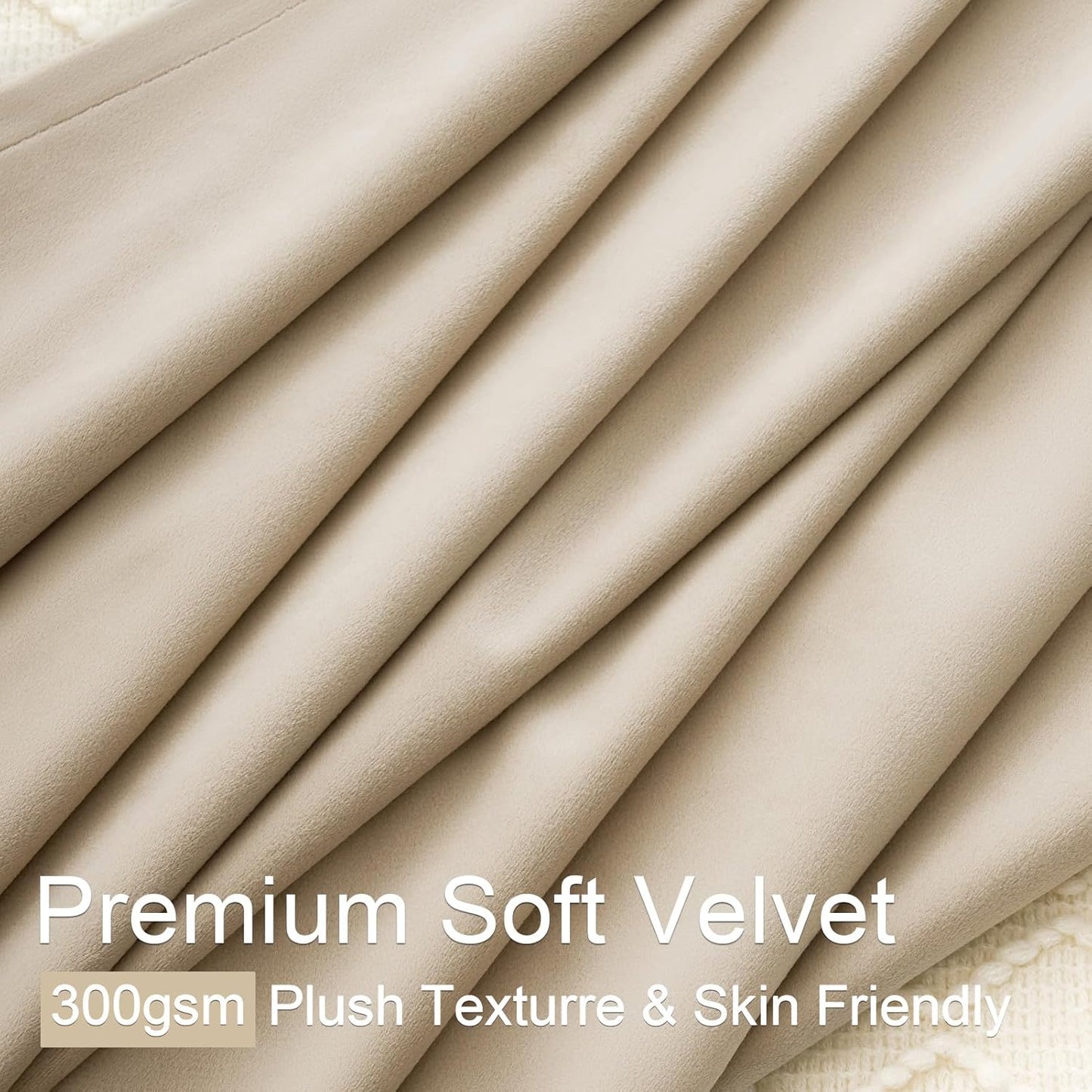 Cream Velvet Blackout Curtains 108", Set of 2