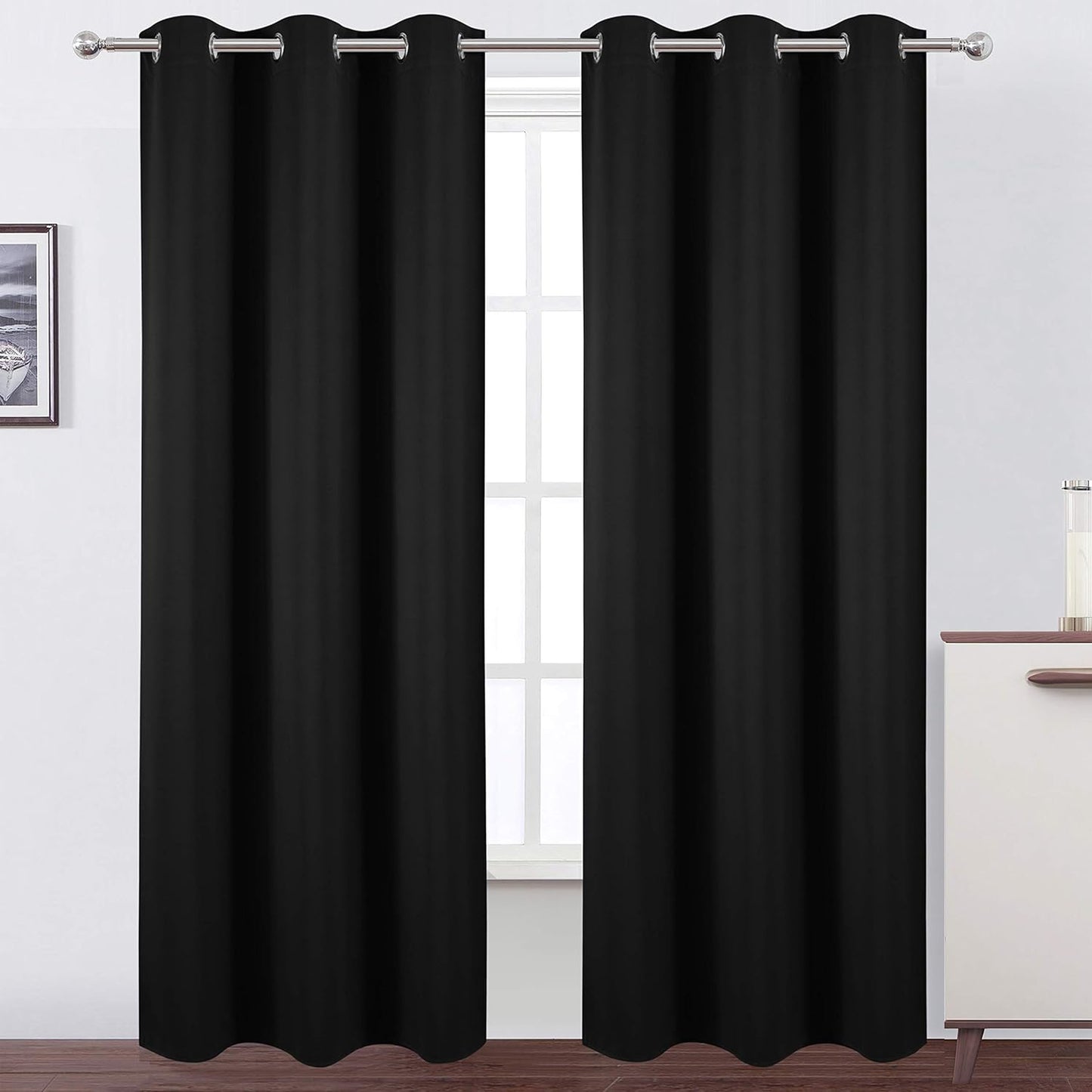 LEMOMO Blackout Curtains 52x84" Black, 2 Panels
