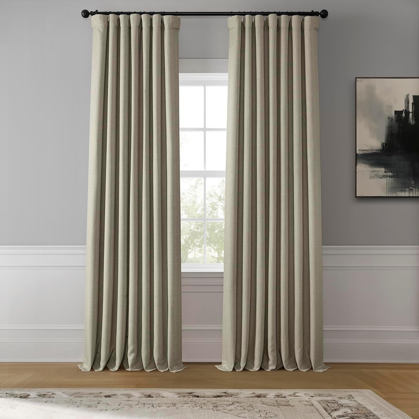 HPD Faux Linen Curtain 100x96" Birch, 1 Panel