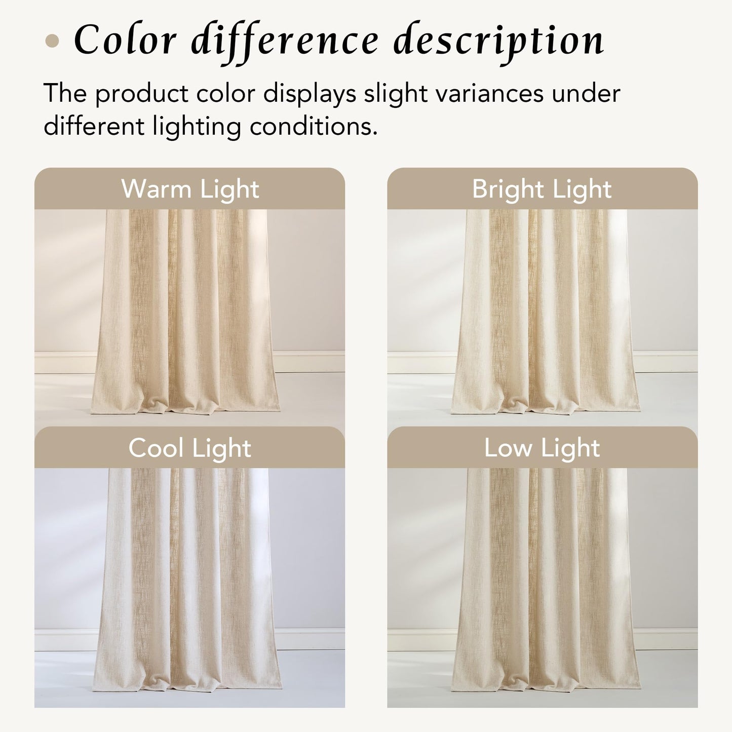 NICETOWN Linen Curtains 52x108" 2 Panels
