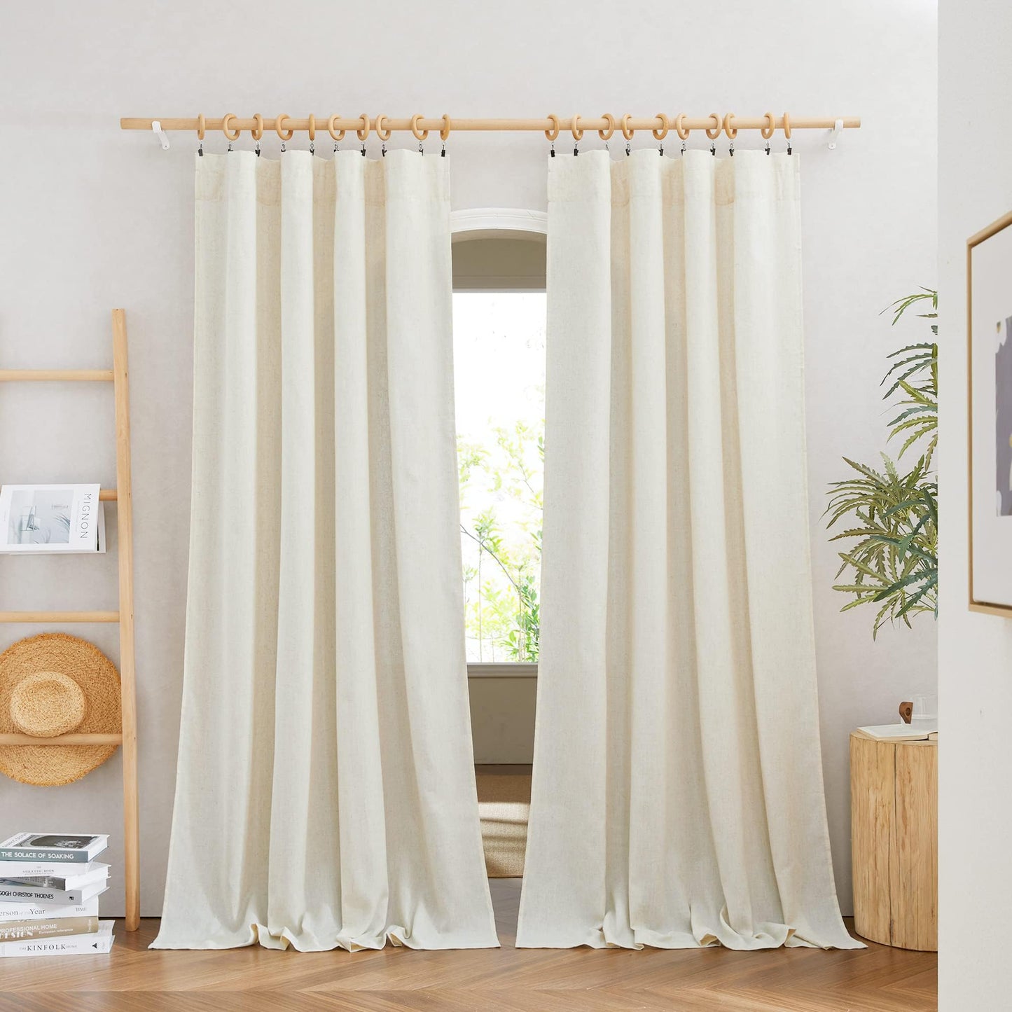 NICETOWN Linen Curtains 52x108" 2 Panels