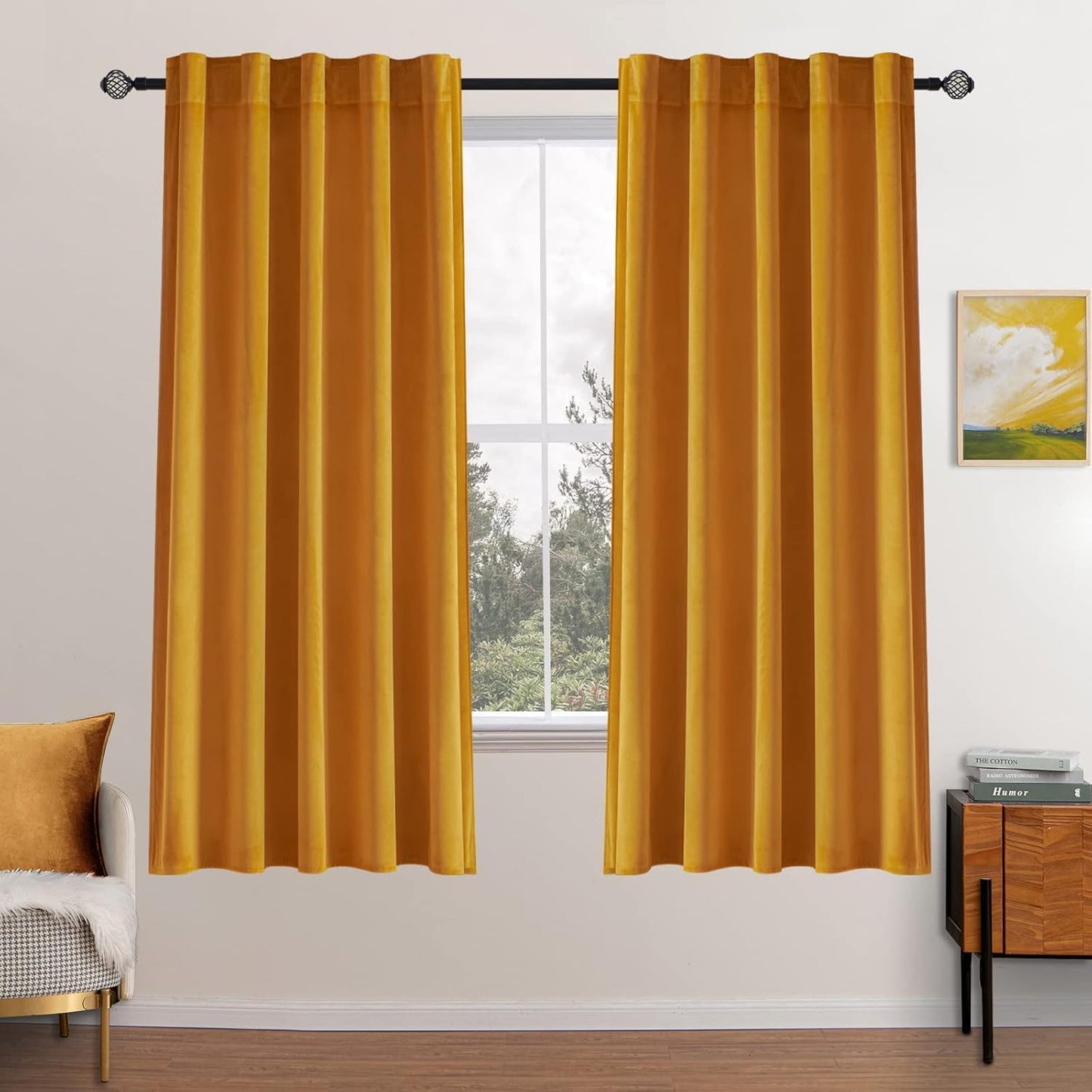 MIULEE Velvet Curtains 108 inches Long 2 Panels