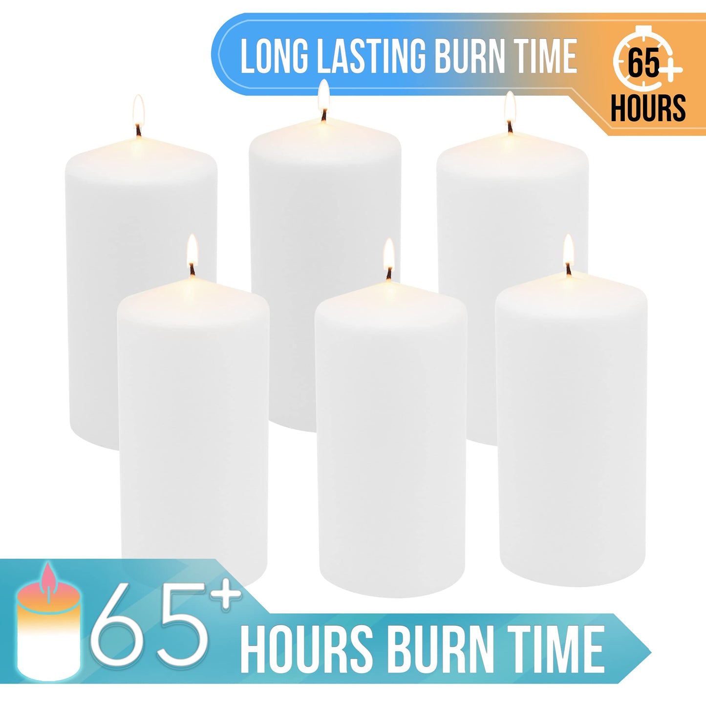 Stonebriar Unscented White Pillar Candles, 6-Pack, 3"x6"
