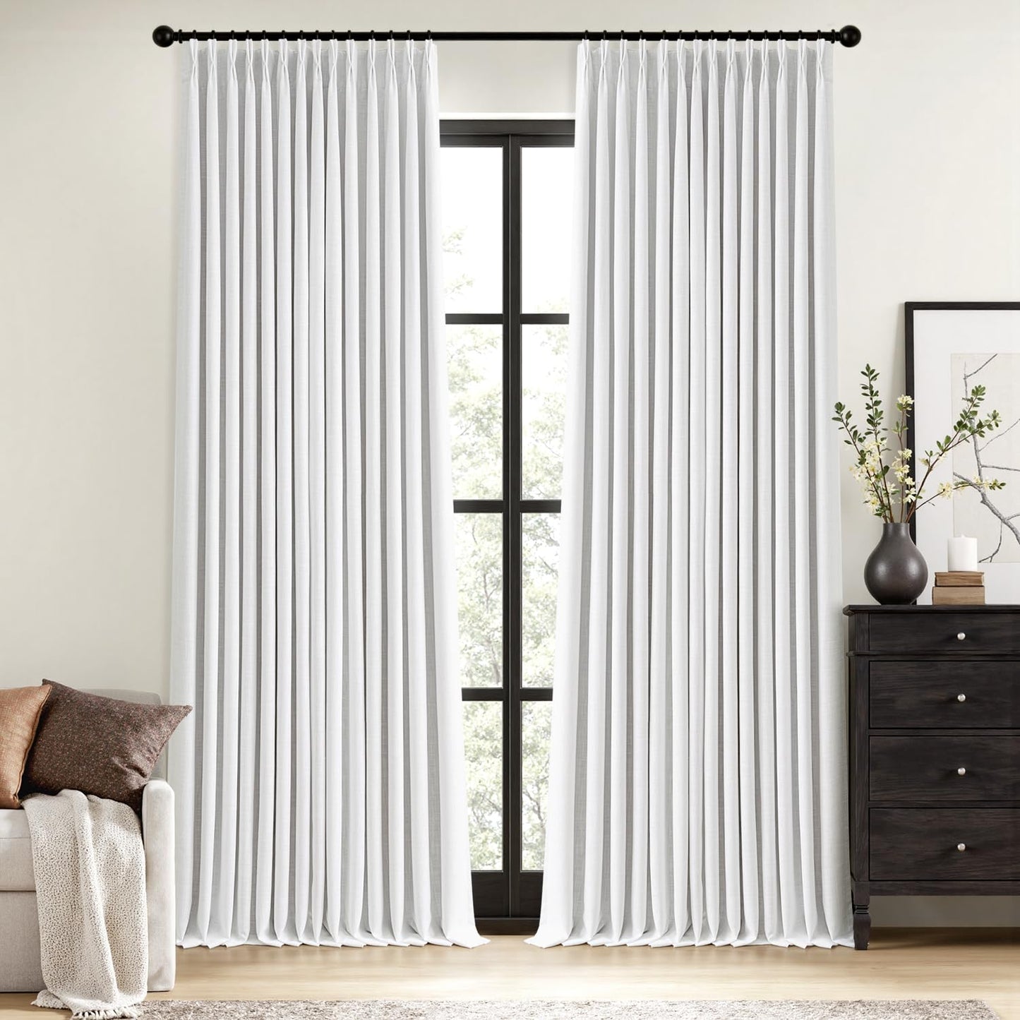 MIULEE Blackout Linen Curtains 96" 2 Panels