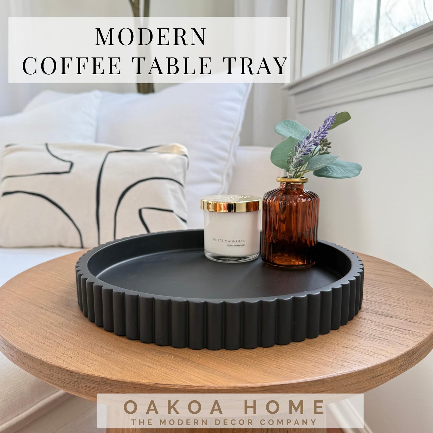 OAKOA Round Concrete Decorative Tray