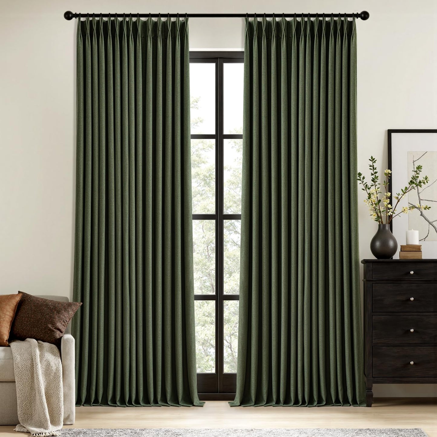 MIULEE Blackout Linen Curtains 96" 2 Panels