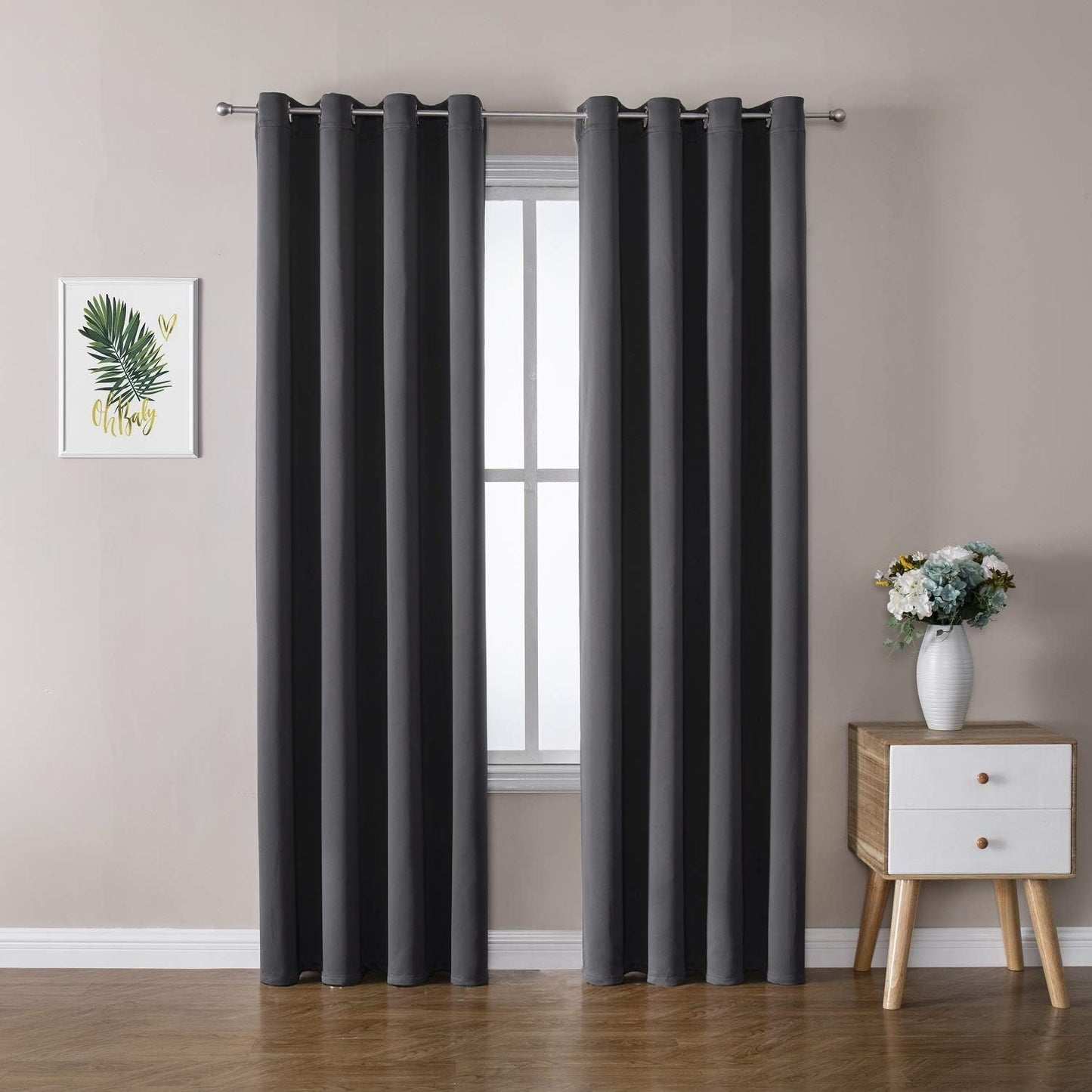 ChrisDowa Blackout Curtains 42x63" Grey, 2 Panels