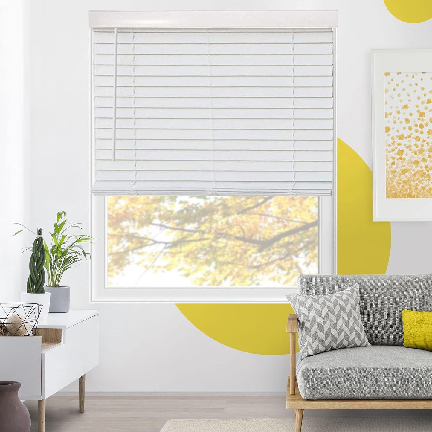 YELLOW BLINDS Faux Wood Blinds 12x72" White