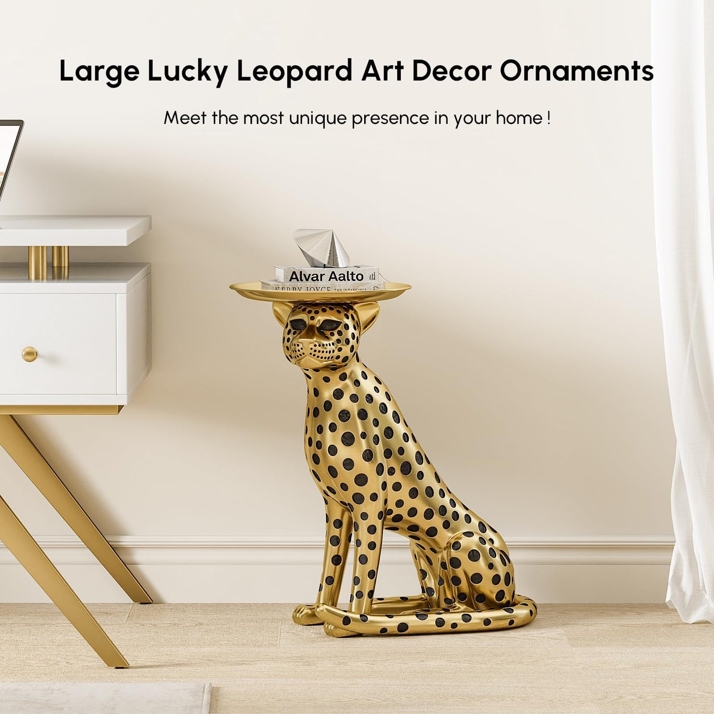 Homary Gold Leopard Side Table