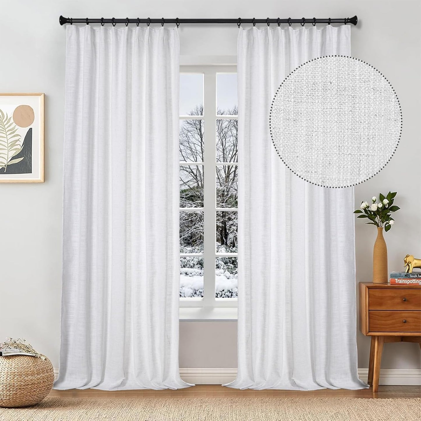 Linen Curtains – Snow White, 84" (2 Panels)