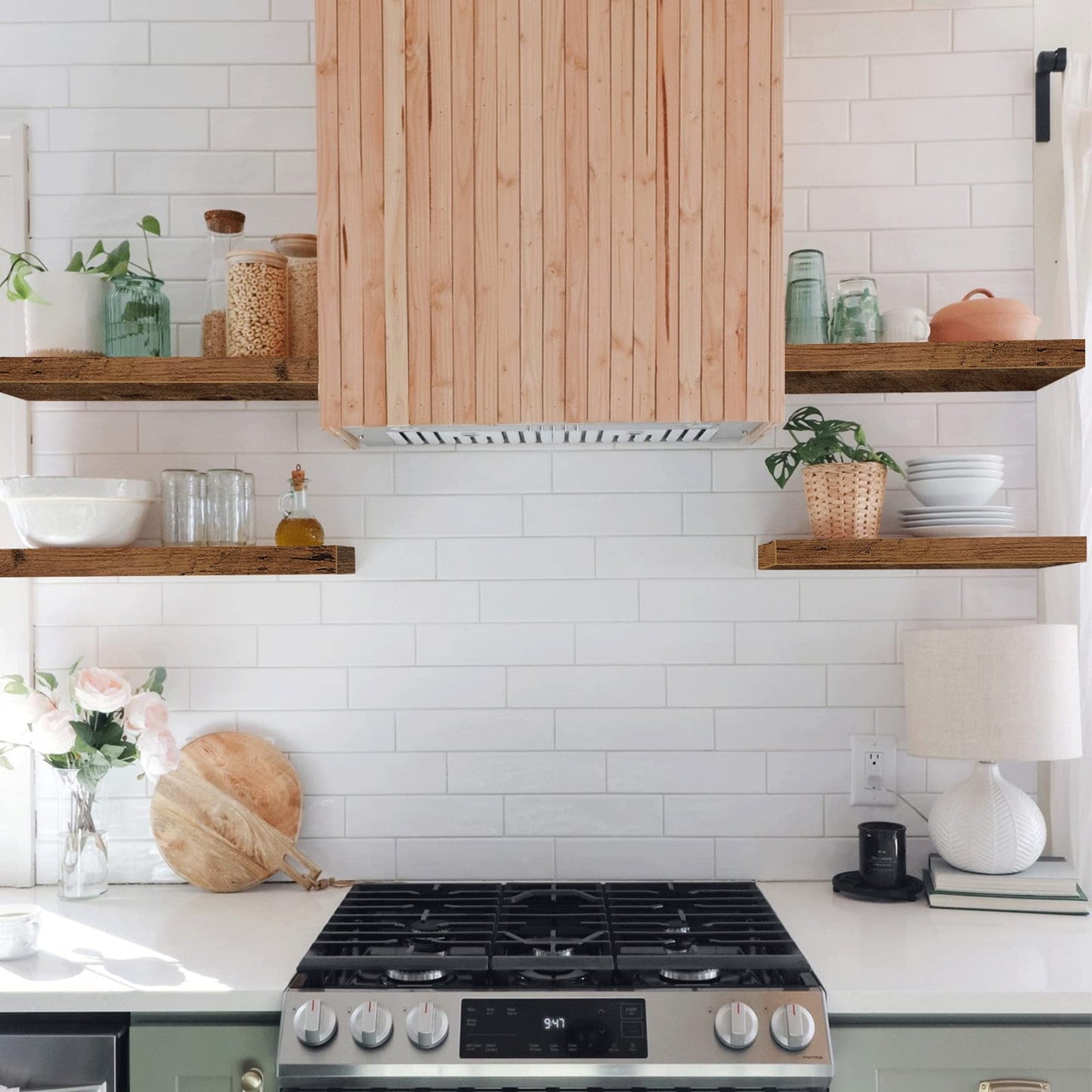 QEEIG Floating Shelves, 3pcs, Rustic Brown