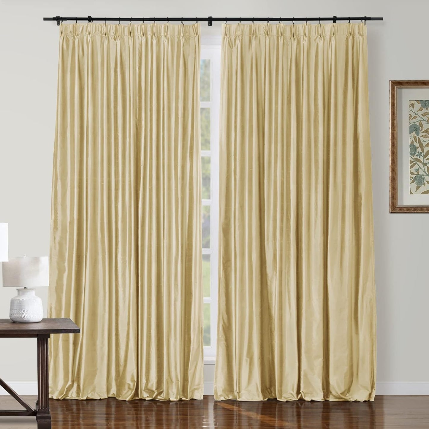 Silk Pinch Pleat Curtain – Sand, 52"x90"