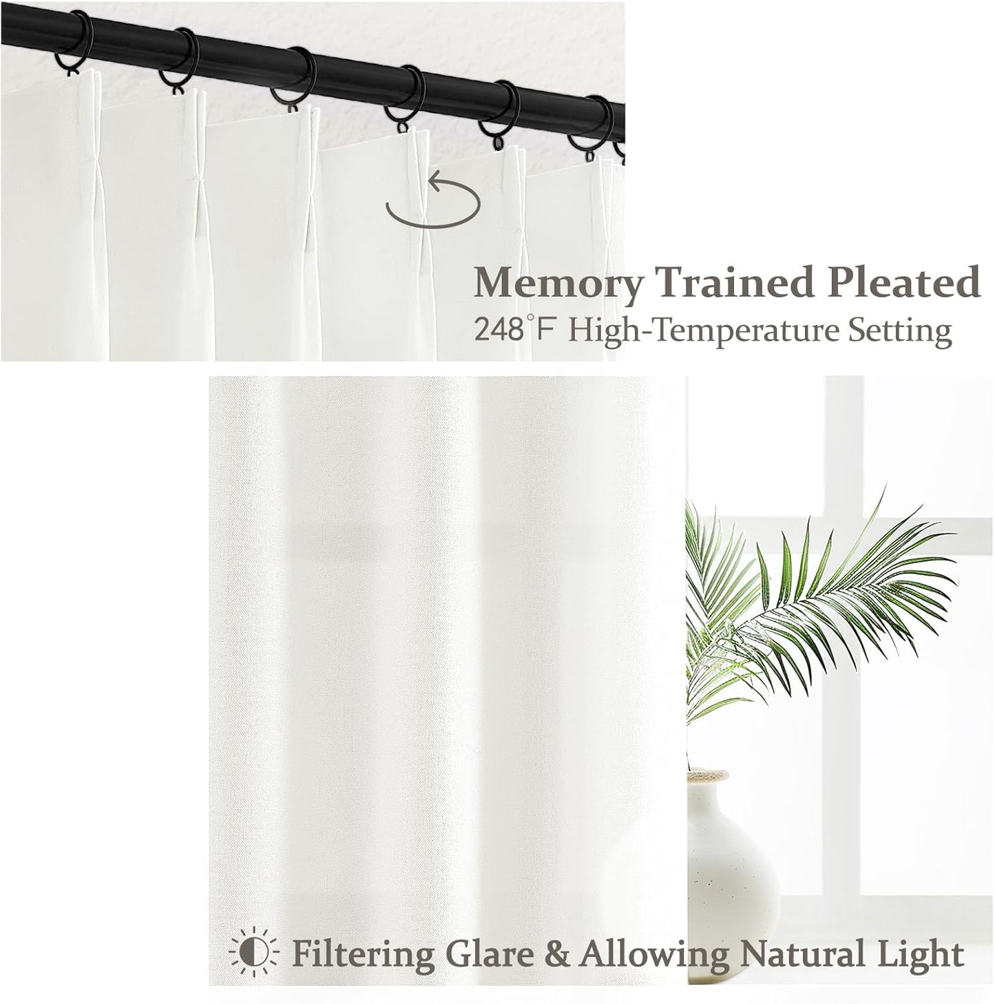 Rustic Linen Curtains, Oatmeal Beige 96" Set of 2
