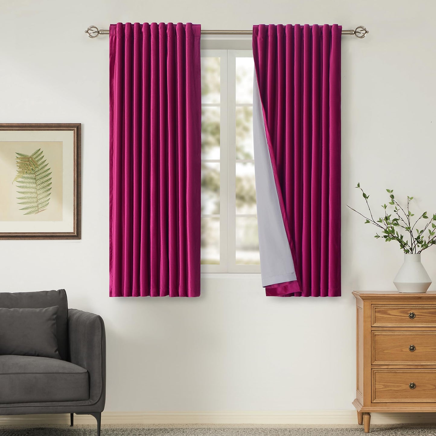 100% Blackout Ivory Off White Velvet Curtains